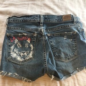 Hand painted denim shorts